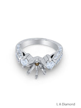 18K White Gold Princess Cut Semi-Mount Engagement Ring (0.72 ct)